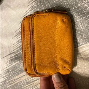 Coach small yellowish card holder wallet